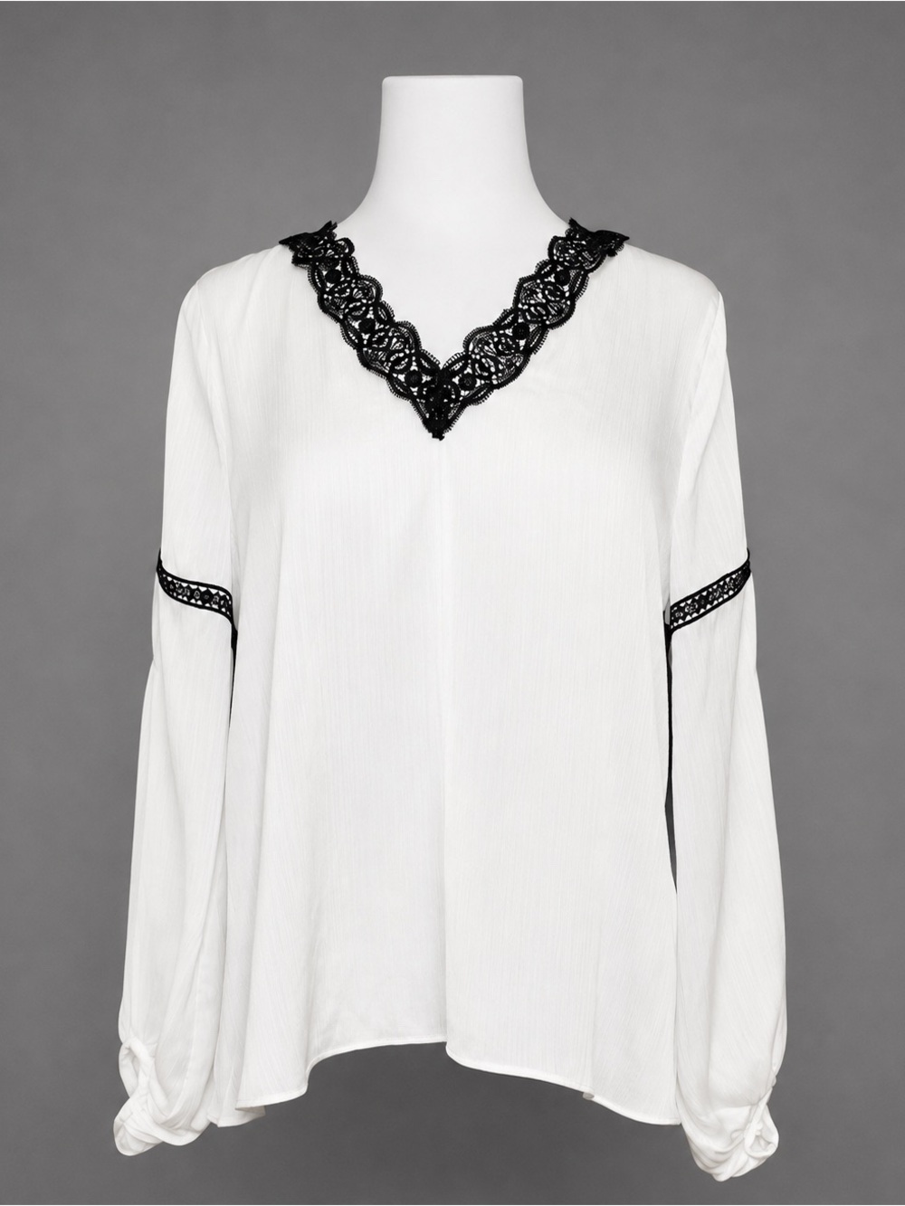 Laundry By Shelli Segal Size XS White Balloon Cinched Sleeve Blouse